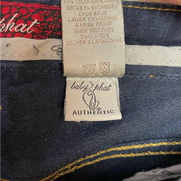 Baby Phat Jeans Dark Wash Low Rise Cat Logo Embroidery Skinny Y2K - Picture 9 of 15